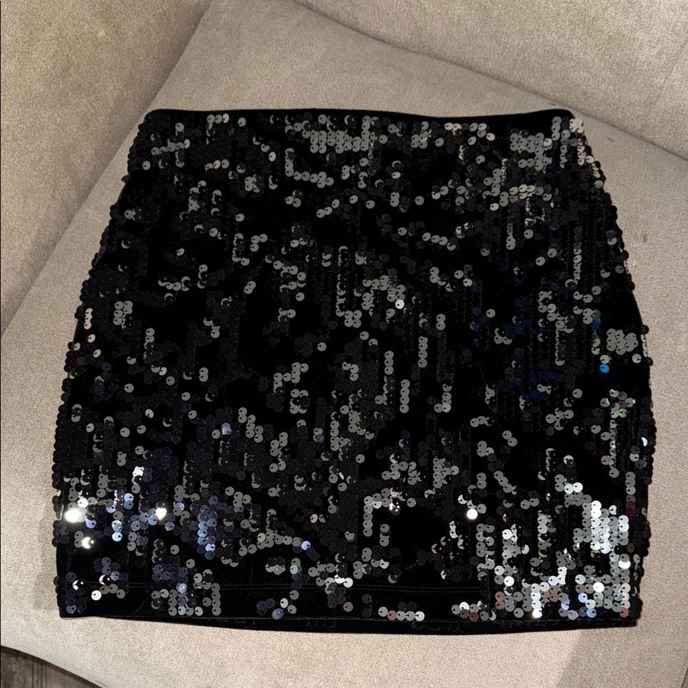 Express Black Sequin Pencil Skirt